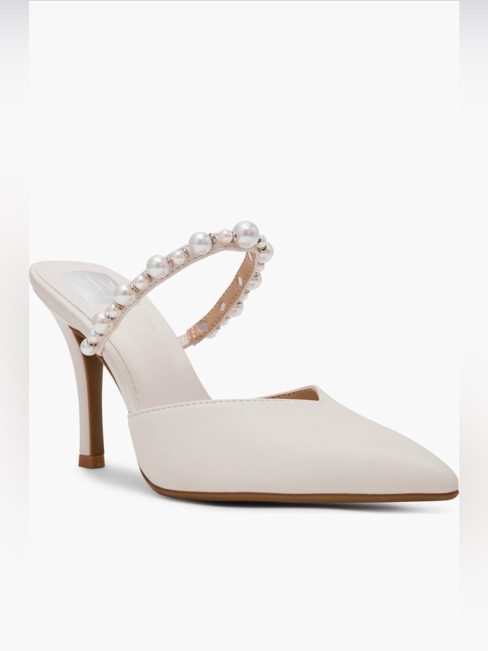 Brand New- Dolce Vita, Geanie white/Cream Pearl-Strap Pointed-Toe mules